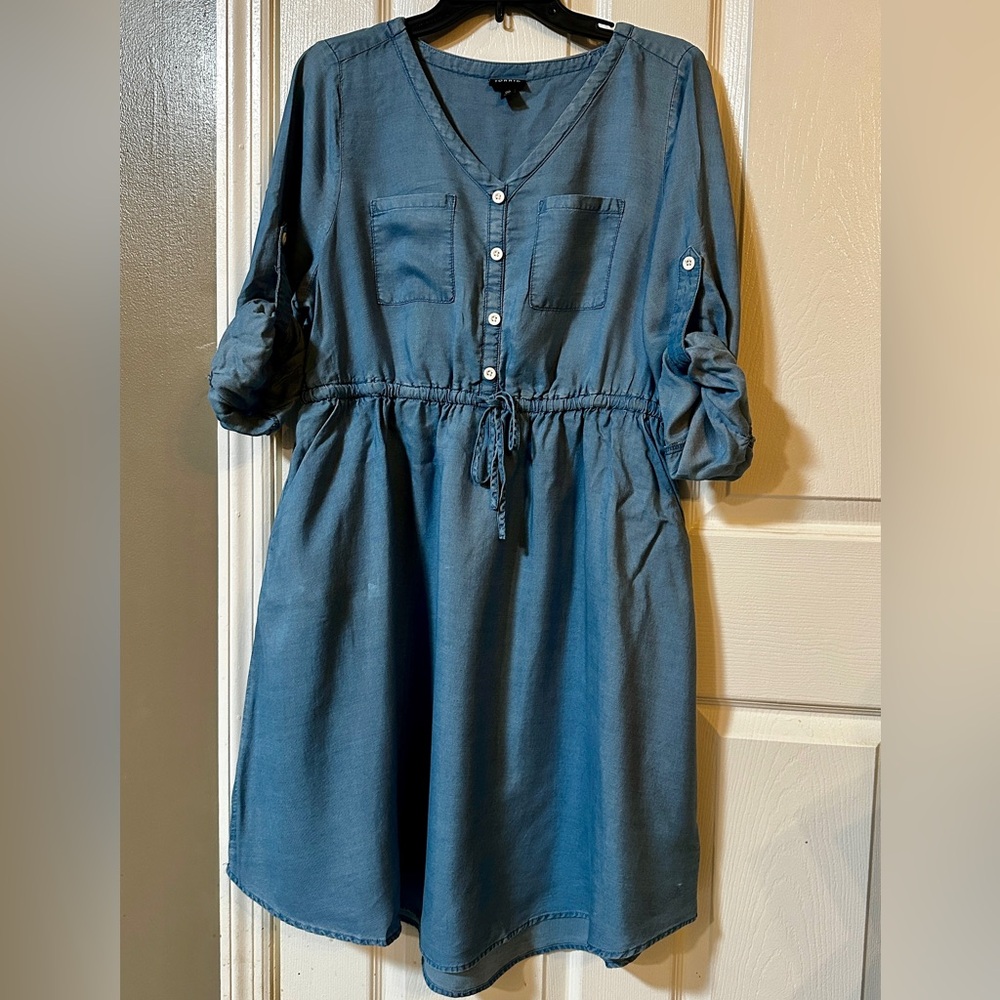 Torrid Teal Long Sleeve Button-Up Dress